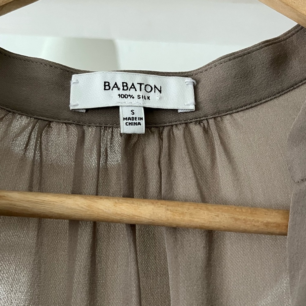 Aritzia Babaton Bennett 100% silk mini dress taupe colour size S - Picture 4 of 7